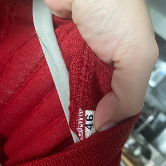 CELINE 100% Wool Vintage Red Vest with V-neck and Double Front Pockets. - Picture 3 of 6